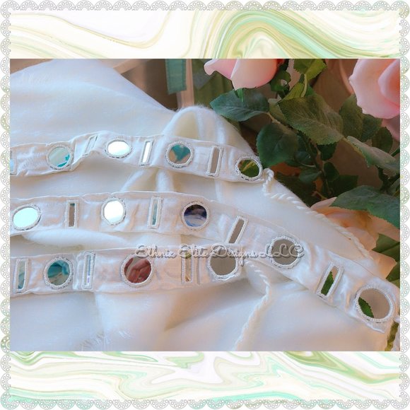 New Women's Handmade White Satin Silk Waist Belt -Famous Gujarati Handcut Mirror - Picture 5 of 10